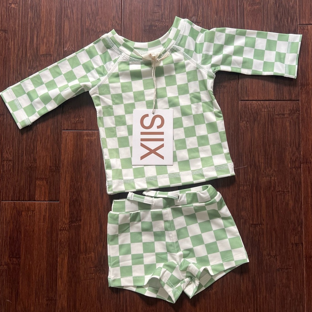 SIIX Rash Guard Set UPF 50+ Lime Checkerboard